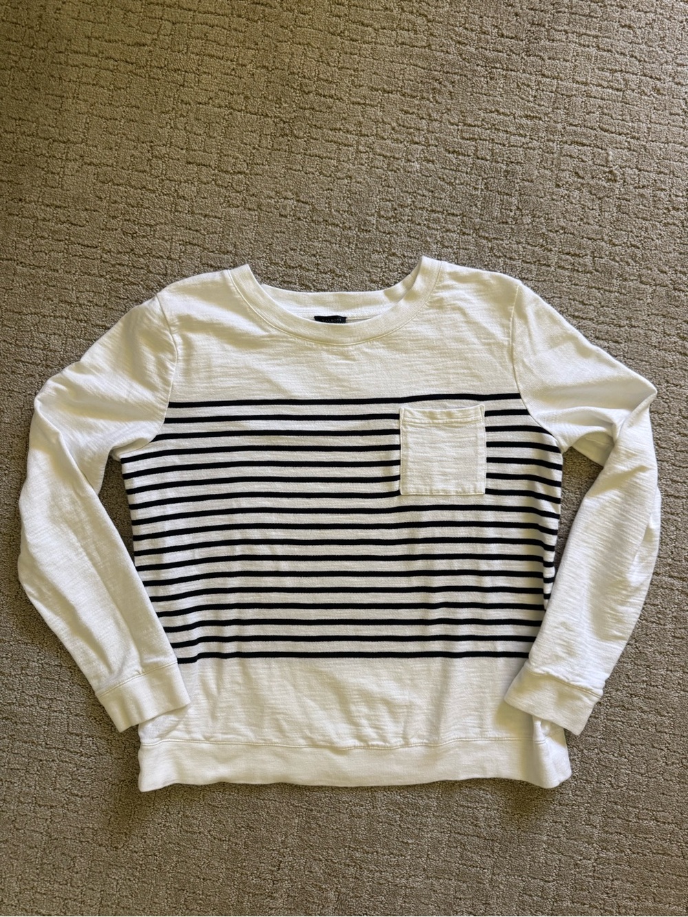 Talbots White & Navy Striped Cotton Top Women’s Size Medium Nautical Coastal